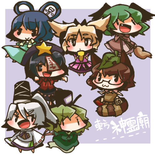 toyosatomimi no miko, mononobe no futo, kaku seiga, miyako yoshika, soga no tojiko, and 3 more (touhou and 1 more) drawn by same_anko