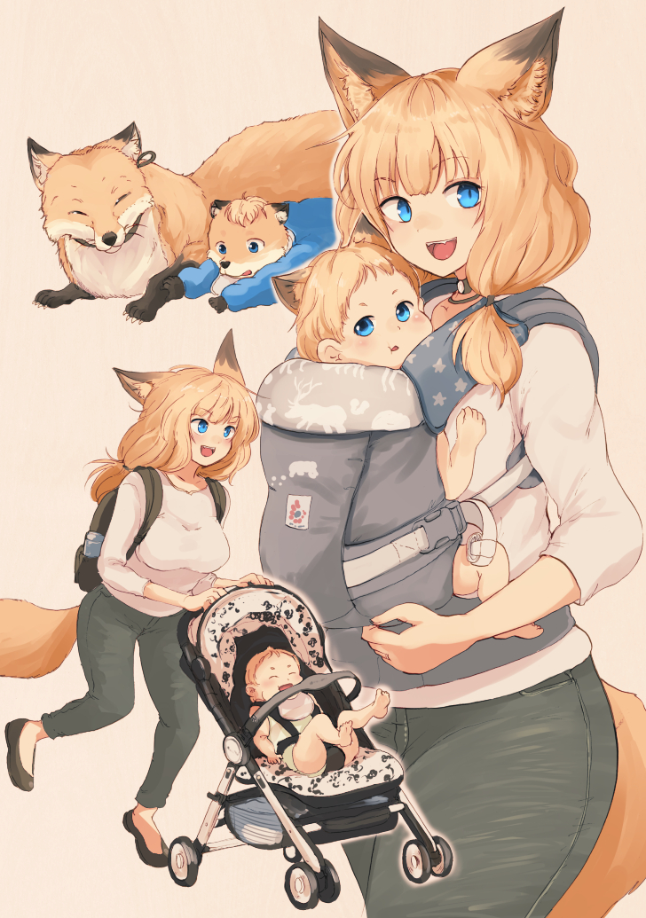 fox wife and fox son (kitsune no oyome-chan) drawn by batta_(kanzume_quality)