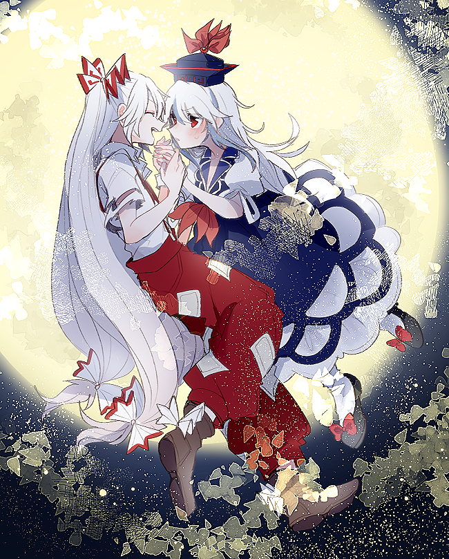 fujiwara no mokou and kamishirasawa keine (touhou) drawn by itomugi-kun