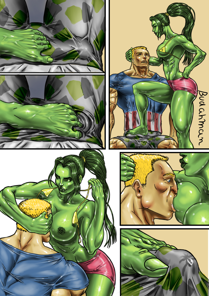 captain america and she-hulk (marvel and 1 more) drawn by budahman