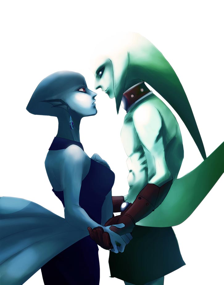 link, zora link, and lulu (the legend of zelda and 1 more) drawn by hosakan_no.2