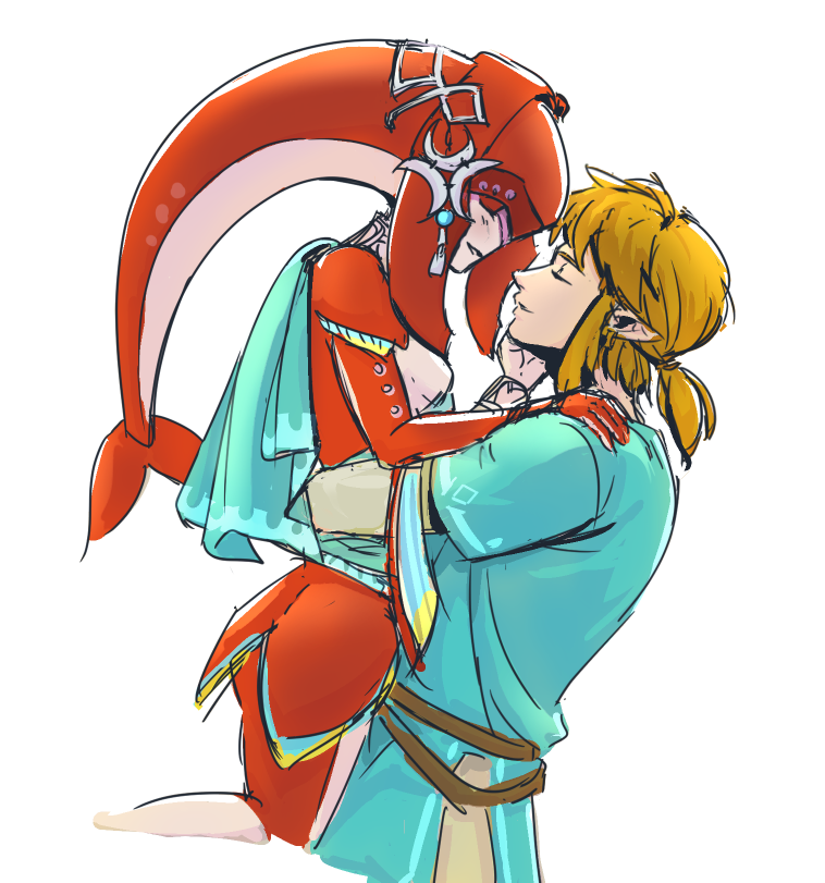 link and mipha (the legend of zelda and 2 more) drawn by huzongyu