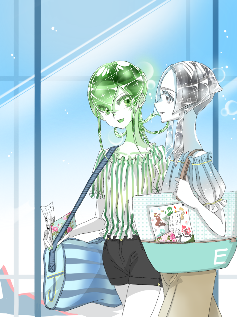 jade and euclase (houseki no kuni) drawn by easty