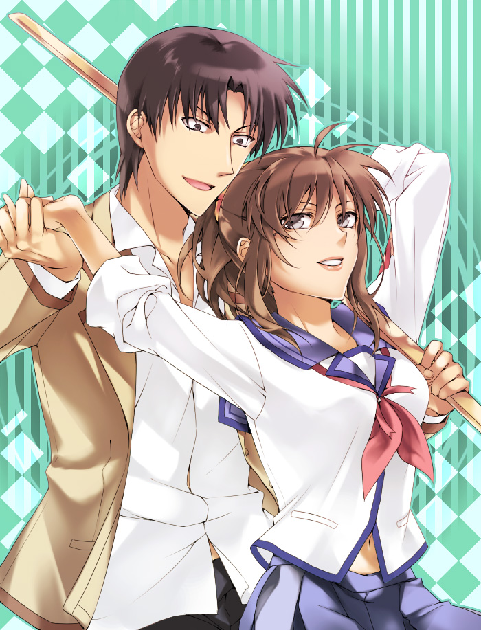 hisako and fujimaki (angel beats!) drawn by h_sueun