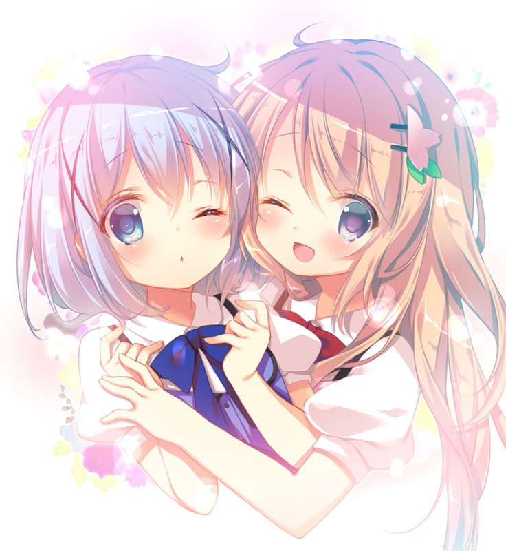 kafuu chino and hoto cocoa (gochuumon wa usagi desu ka?) drawn by mitsumomo_mamu