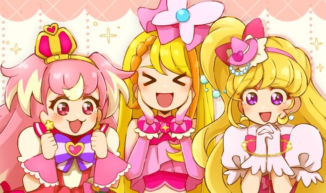 asahina mirai, inukai komugi, hijiri ageha, cure miracle, cure butterfly, and 1 more (precure and 3 more) drawn by yuu13