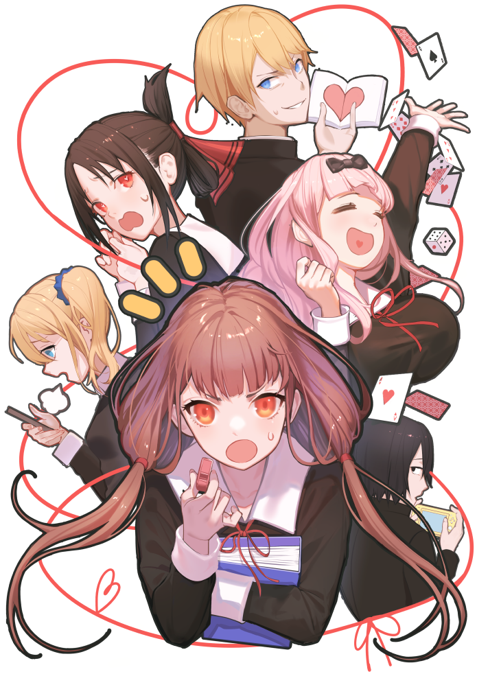 shinomiya kaguya, fujiwara chika, hayasaka ai, iino miko, shirogane miyuki, and 1 more (kaguya-sama wa kokurasetai ~tensai-tachi no renai zunousen~) drawn by ya99ru