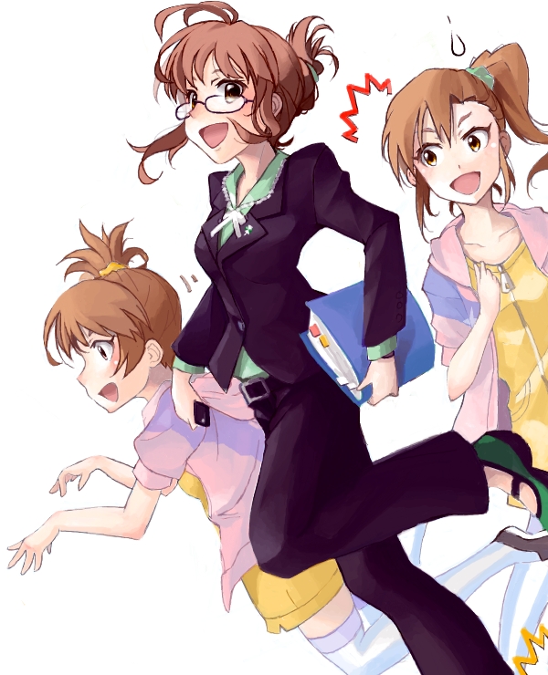 akizuki ritsuko, futami mami, and futami ami (idolmaster) drawn by mistrail