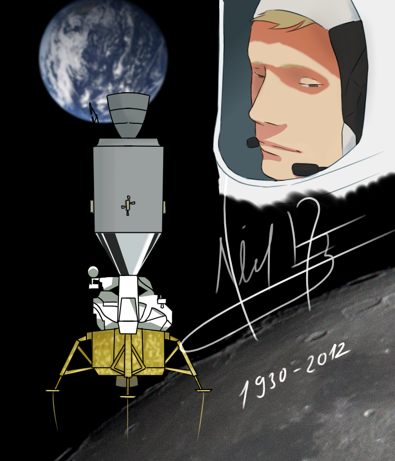 neil armstrong (real life and 1 more) drawn by roy_fokka