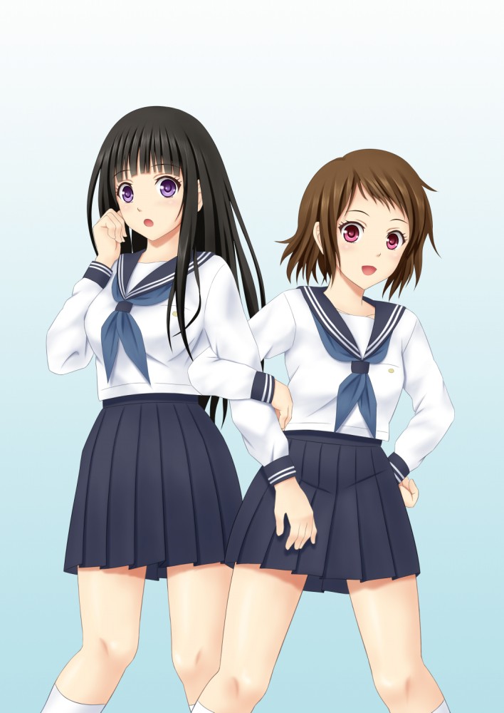 chitanda eru and ibara mayaka (hyouka) drawn by botan_m