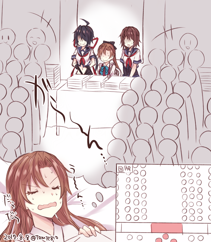 akigumo, furutaka, and kako (kantai collection) drawn by kabocha_torute