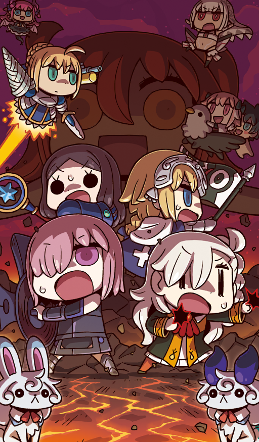 artoria pendragon, saber, mash kyrielight, fujimaru ritsuka, jeanne d'arc, and 7 more (fate and 2 more) drawn by riyo_(lyomsnpmp)