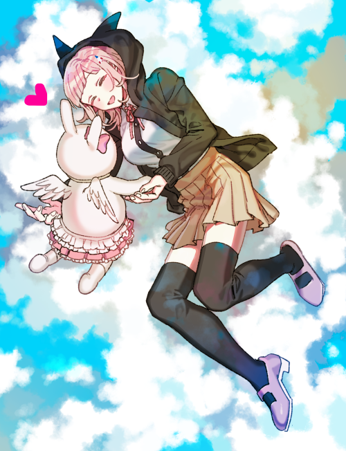 nanami chiaki and usami (danganronpa and 1 more) drawn by uurin
