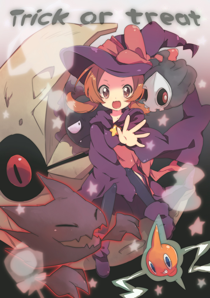 rotom, lyra, gastly, haunter, duskull, and 1 more (pokemon and 1 more) drawn by nakamura_sandayo