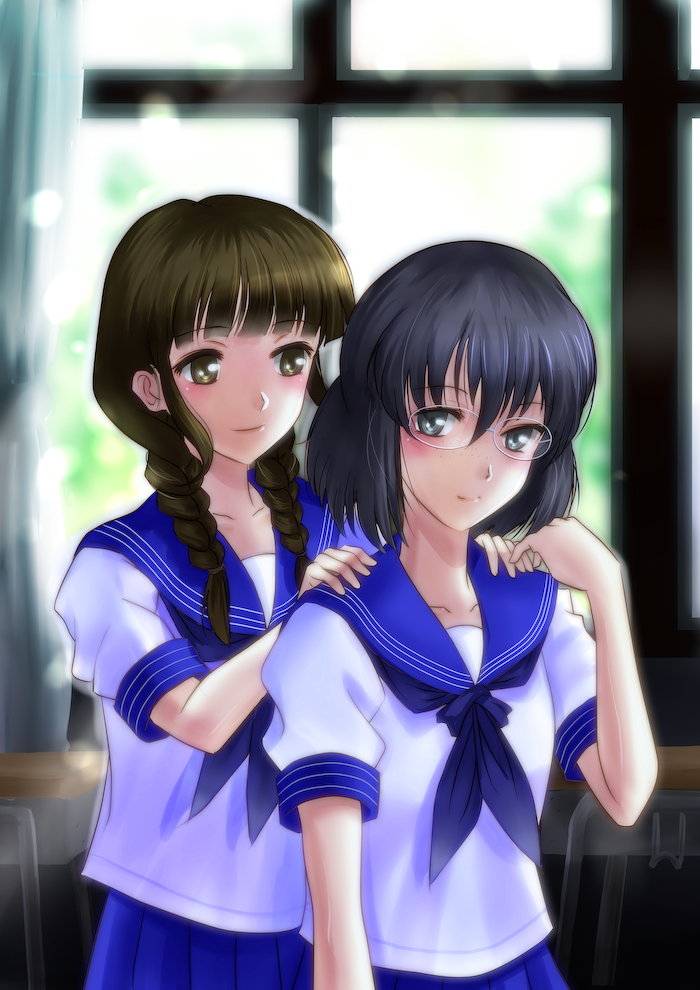 oshimizu nako and mizuno eri (hanasaku iroha) drawn by amayofuu