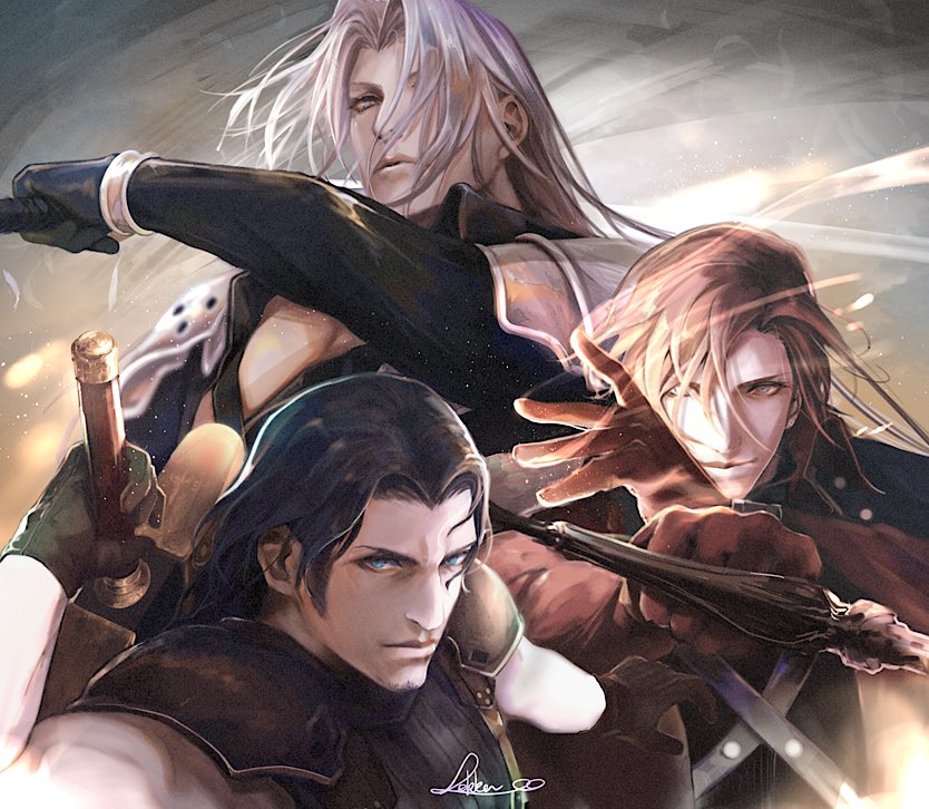 sephiroth, genesis rhapsodos, and angeal hewley (final fantasy and 2 more) drawn by skk_o01