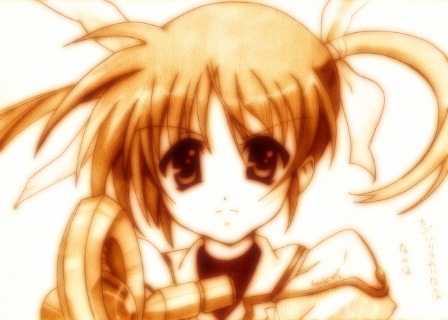 takamachi nanoha and raising heart (lyrical nanoha and 2 more) drawn by godees