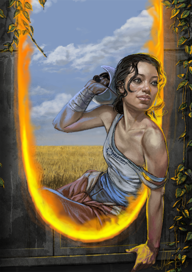 chell (portal and 2 more) drawn by kopfstoff