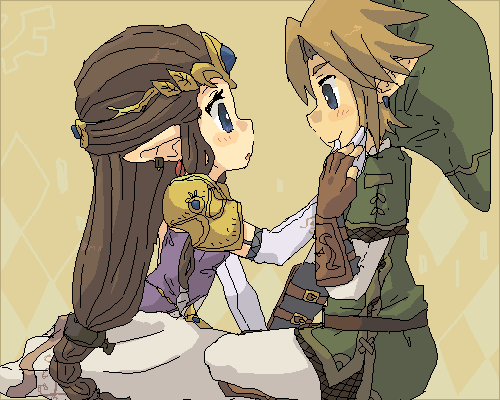 link and princess zelda (the legend of zelda and 1 more) drawn by tsutsuji