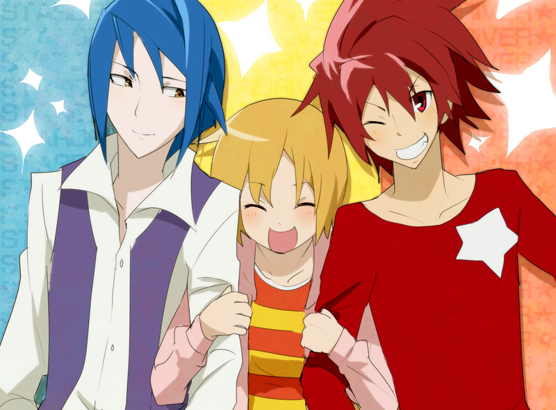 tsunashi takuto, shindou sugata, and agemaki wako (star driver) drawn by u-ka_(pixiv5407)