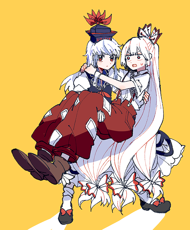 fujiwara no mokou and kamishirasawa keine (touhou) drawn by itomugi-kun