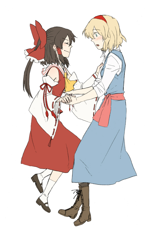 hakurei reimu and alice margatroid (touhou) drawn by torinone