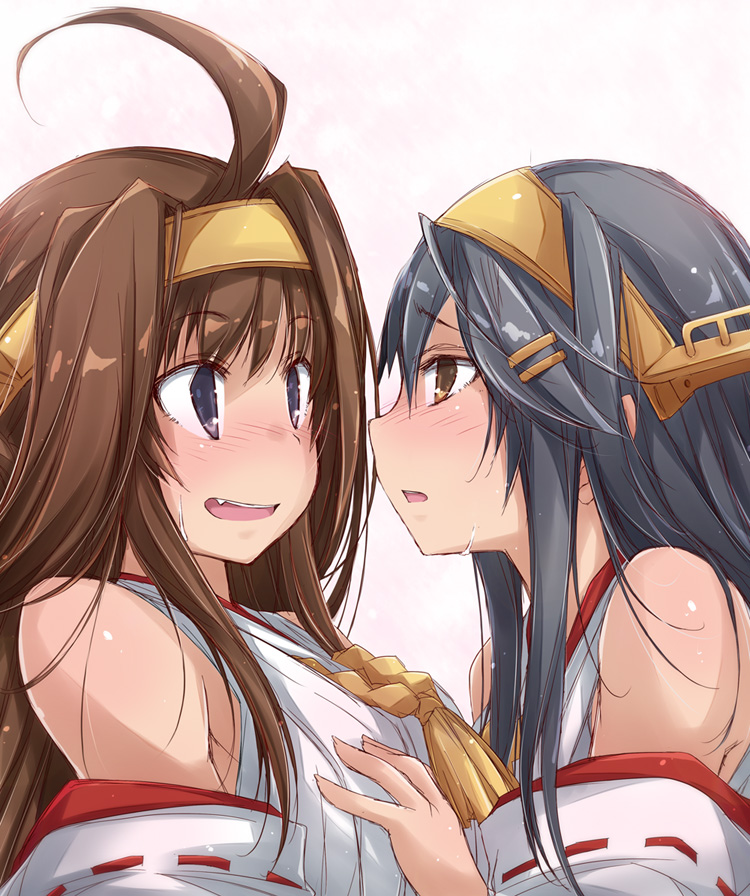 kongou, haruna, kongou kai ni, and haruna kai ni (kantai collection) drawn by yumesato_makura