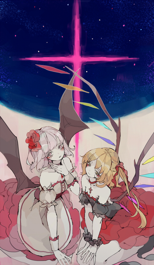 remilia scarlet and flandre scarlet (touhou) drawn by itak69