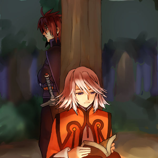 kratos aurion and raine sage (tales of and 1 more) drawn by shashin