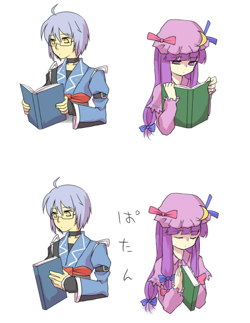 patchouli knowledge and morichika rinnosuke (touhou) drawn by sayama_yoshiki
