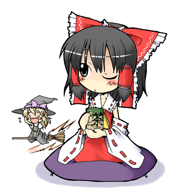 hakurei reimu and kirisame marisa (touhou) drawn by mogito