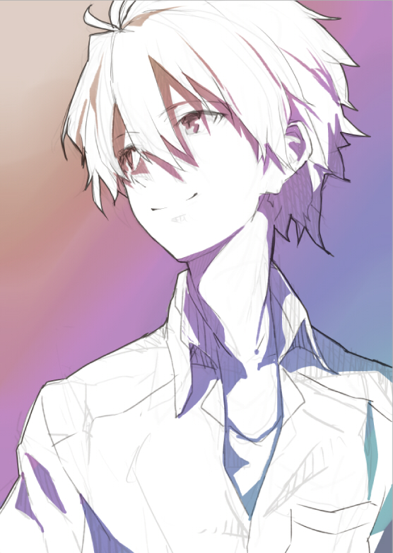 nagisa kaworu (neon genesis evangelion) drawn by shirabi