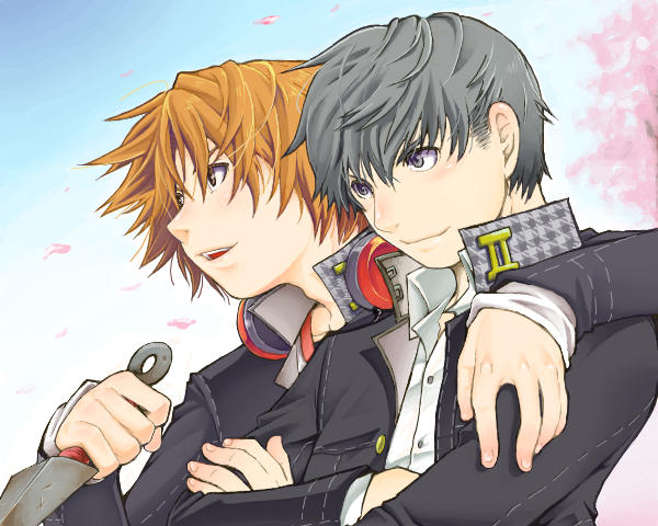 narukami yu and hanamura yousuke (persona and 1 more) drawn by hibachi_(fa)