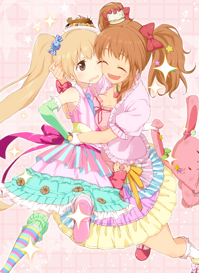 futaba anzu and moroboshi kirari (idolmaster and 1 more) drawn by 2c=galore