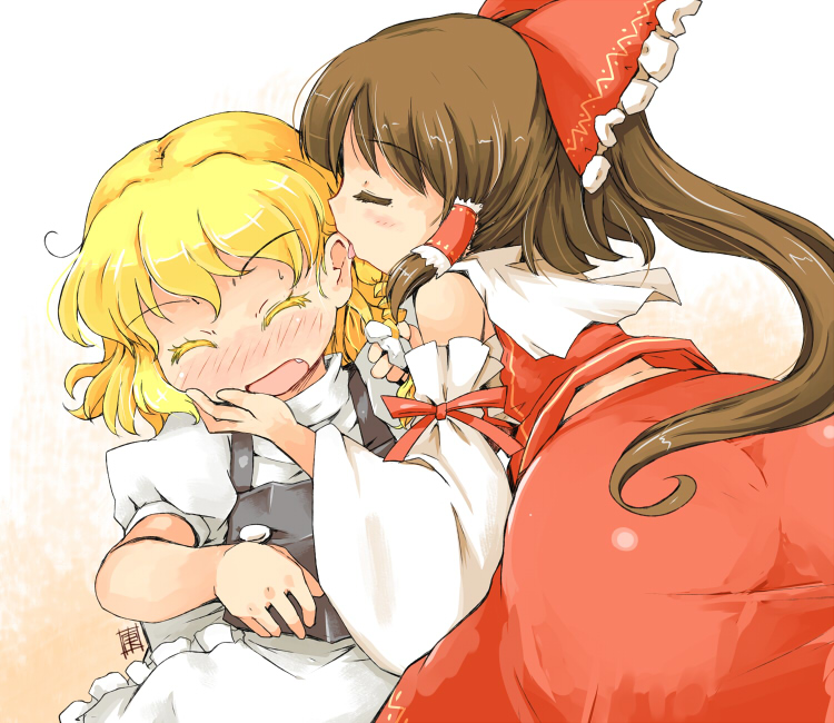 hakurei reimu and kirisame marisa (touhou) drawn by kanoe_soushi