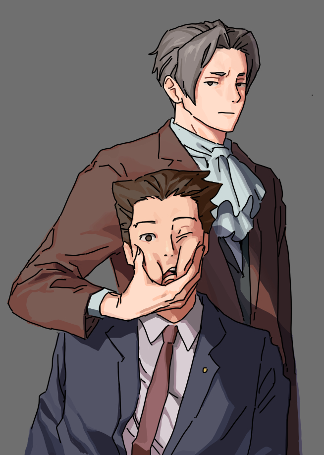 phoenix wright and miles edgeworth (ace attorney) drawn by jibog1043588