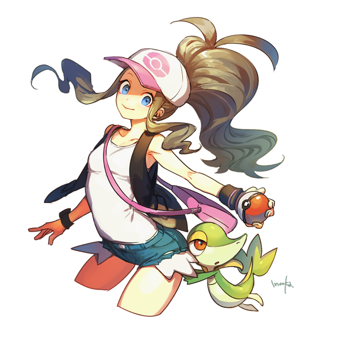hilda and snivy (pokemon and 1 more) drawn by fumiko_(throughx2)