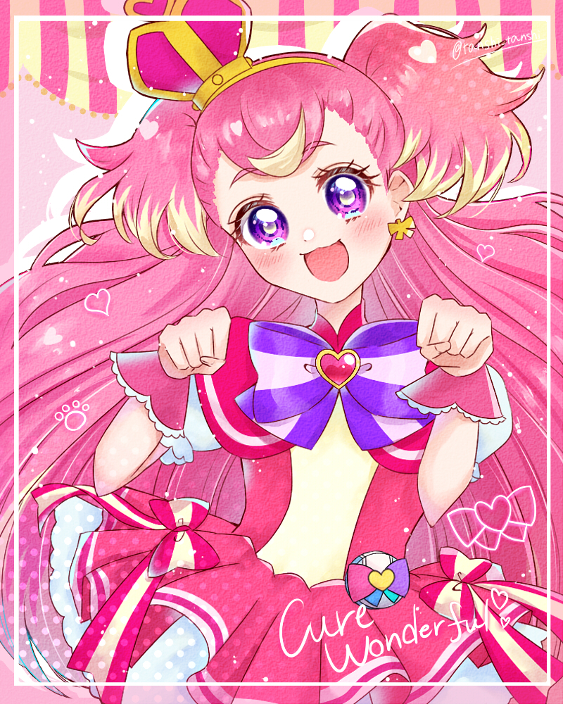 inukai komugi and cure wonderful (precure and 1 more) drawn by tanshi_tanshi