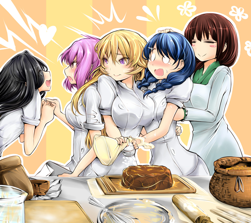nakiri erina, arato hisako, tadokoro megumi, inui hinako, and sadatsuka nao (shokugeki no souma) drawn by yuriwhale