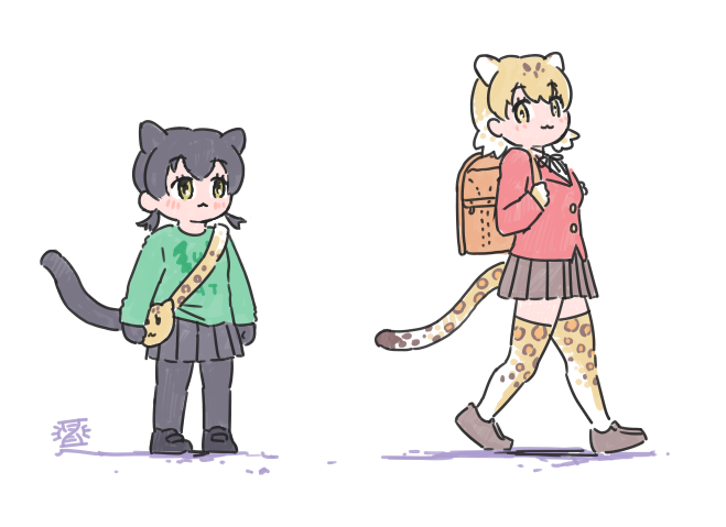 black leopard and leopard (kemono friends) drawn by imnim_leef