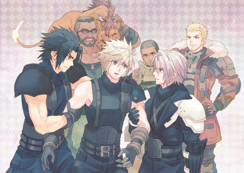 cloud strife, sephiroth, zack fair, barret wallace, red xiii, and 2 more (final fantasy and 2 more) drawn by ringomell_ura