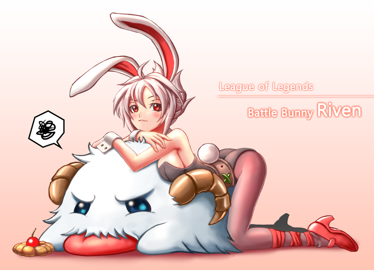 riven, poro, and battle bunny riven (league of legends) drawn by ranken