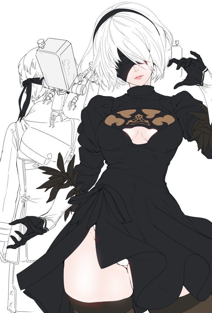 2b, 9s, and pod (nier and 1 more) drawn by torichamaru