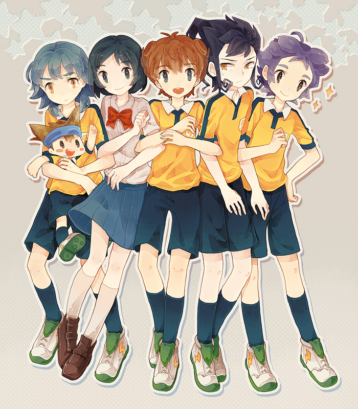 kariya masaki, matsukaze tenma, tsurugi kyousuke, sorano aoi, nishizono shinsuke, and 1 more (inazuma eleven and 1 more) drawn by nitanda_cona
