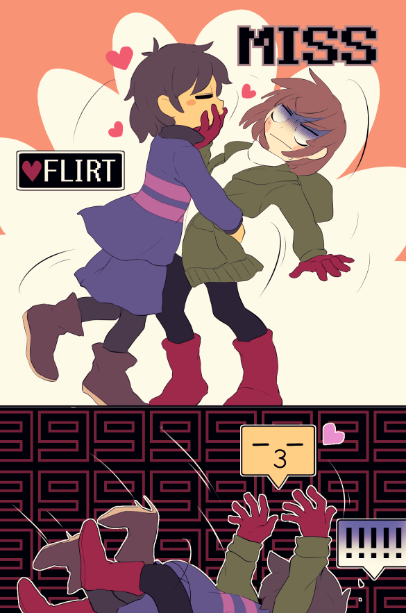 frisk and chara (undertale and 1 more) drawn by lari-lab