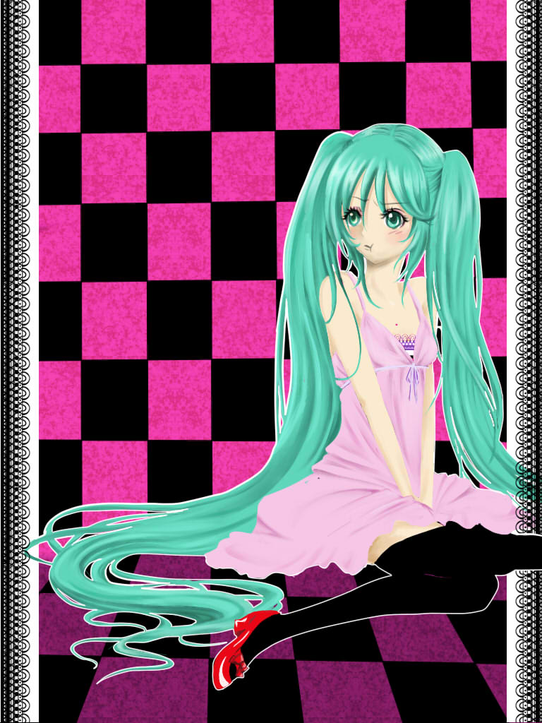 hatsune miku (vocaloid and 1 more) drawn by real_(artist)