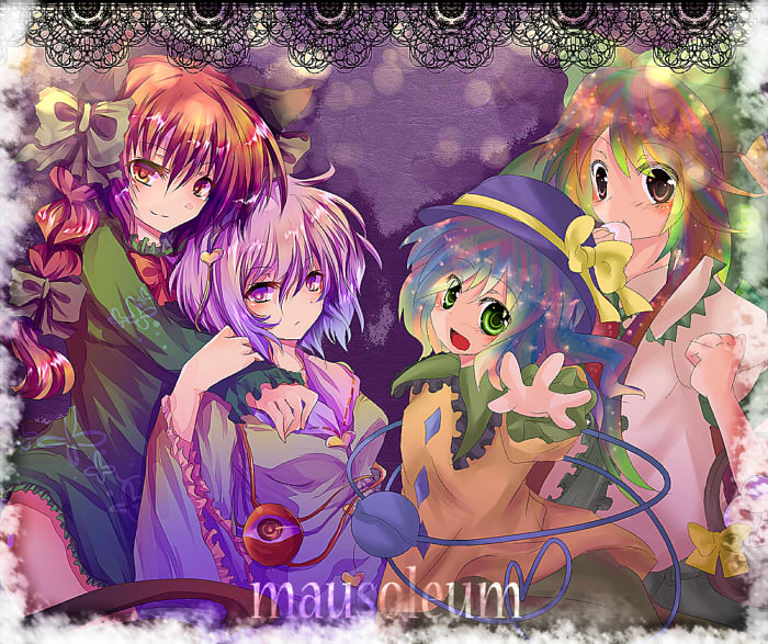 komeiji koishi, komeiji satori, kaenbyou rin, and reiuji utsuho (touhou) drawn by rarami