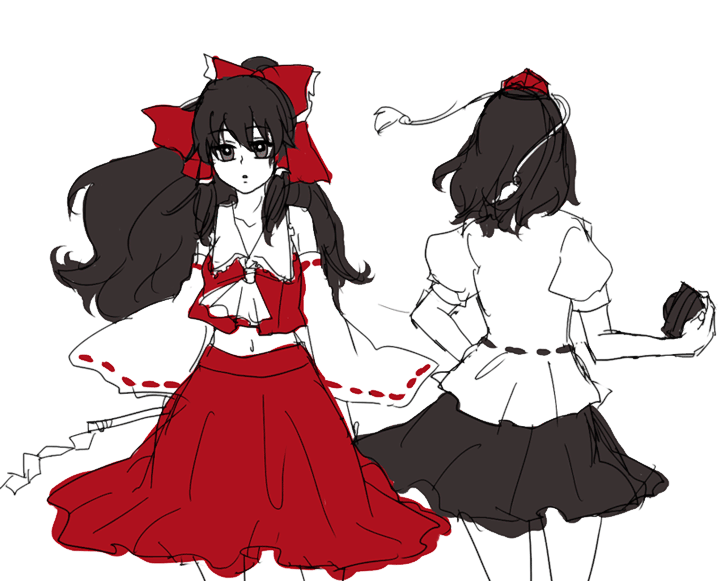 hakurei reimu and shameimaru aya (touhou) drawn by ashiruko_(mige)