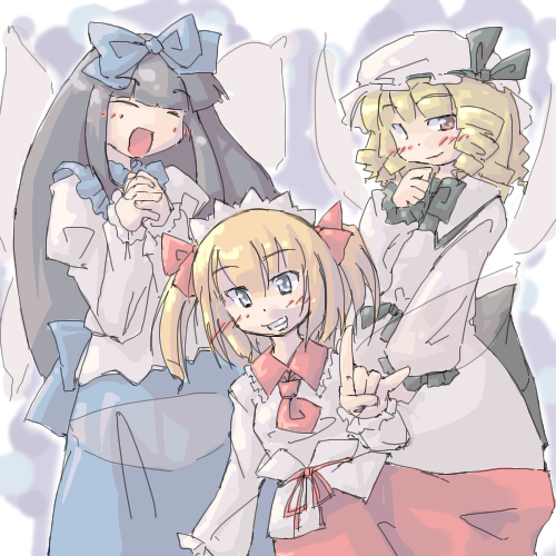 star sapphire, luna child, and sunny milk (touhou) drawn by arnest