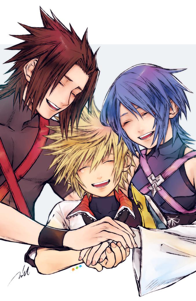 aqua, ventus, and terra (kingdom hearts and 1 more) drawn by mim_(mimya0600)